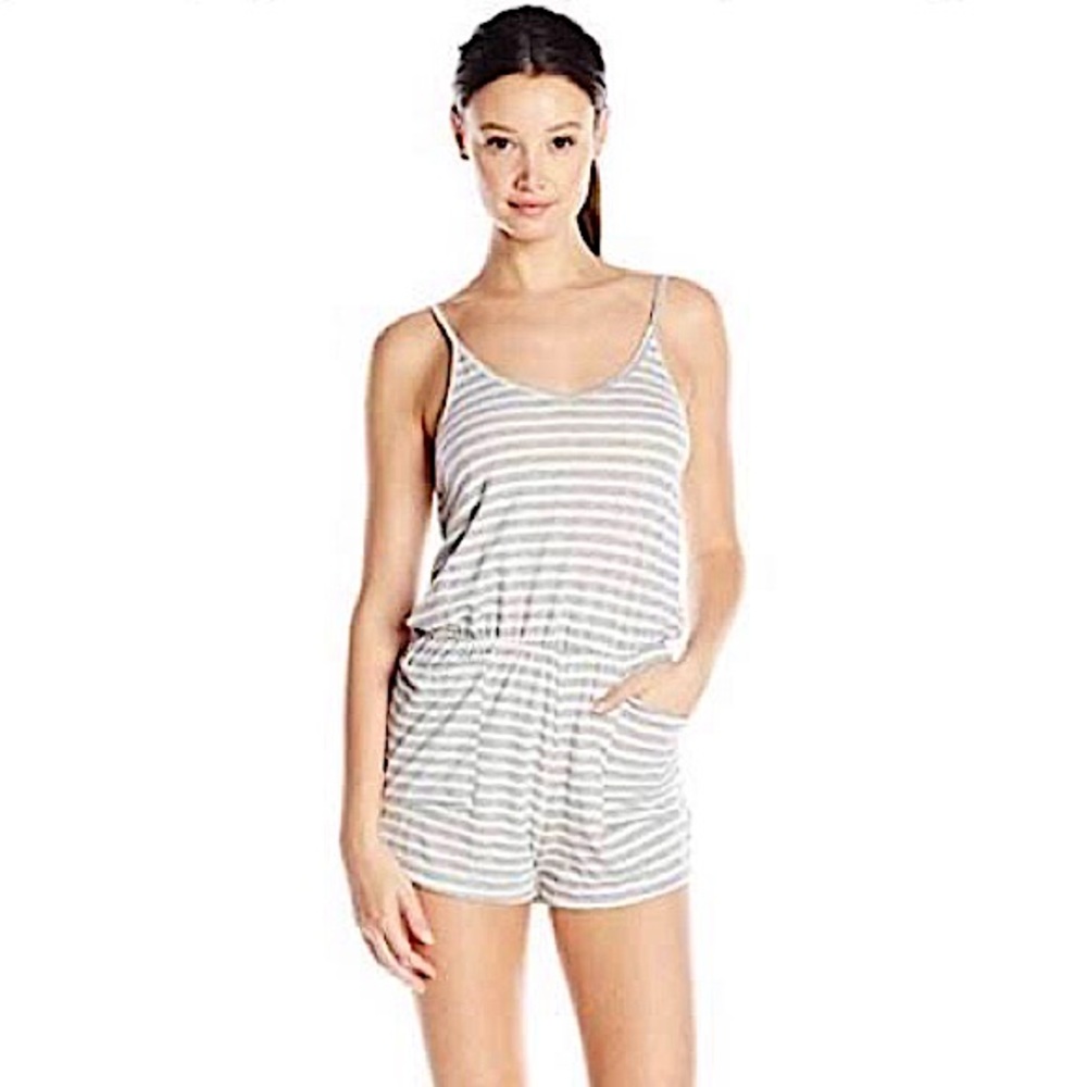 NWT MICHELLE by Comune Romper Gray + White Stripes Size Medium